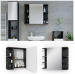 VICCO Spiegelschrank FYNN 80 x 64 cm Anthrazit - Badezimmerspiegel Spiegel