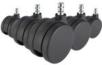hjh OFFICE Stuhlrollen 5x ROLO No-Noise 11mm/75mm Metall, Kunststoff