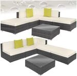 tectake&reg; Aluminium Rattan Lounge, wetterfest und UV-best&auml;ndig, 2 extra Kissen, mit