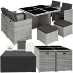tectake&reg; Aluminium Rattan Sitzgruppe, wetterfest und UV-best&auml;ndig, f&uuml;r 4 bis 8