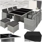 tectake&reg; Aluminium Rattan Sitzgruppe, wetterfest und UV-best&auml;ndig, f&uuml;r 6 bis 10