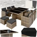 tectake&reg; Aluminium Rattan Sitzgruppe, wetterfest und UV-best&auml;ndig, f&uuml;r 6 bis 10
