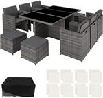 tectake&reg; Aluminium Rattan Sitzgruppe, wetterfest und UV-best&auml;ndig, f&uuml;r 6 bis 10