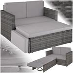 tectake&reg; Rattan Lounge, 2-Sitzer, UV-best&auml;ndig, Hocker mit klappbarer St&uuml;tze