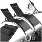 tectake&reg; Aluminium 2er Set Gartenliege, Textilene-Gewebe, abnehmbares Kopfpolster,
