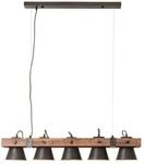 BRILLIANT Lampe Plow Pendelleuchte 5flg schwarz stahl/holz 5x A60, E27, 10W, g.f.