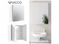 VICCO Spiegelschrank FREDDY Weiß Spiegel Badspiegel Wandspiegel Badezimmer