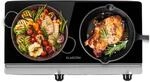 Cookbuddy Doppel-Kochfeld 2400W 5 Leistungsstufen Glaskeramik Silber