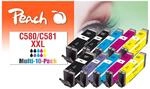 Peach C580 XXL 10 Druckerpatronen XL (2*bk, c/m/y, 1*pbk/pb) ersetzt Canon