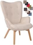 CLP Lounger Durham Mit Stoffbezug I Ohrensessel Mit Buchenholz Gestell I Loungesessel