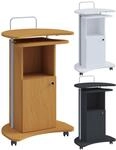 VCM Holz mobiles Rednerpult Ma&szlig;e ca. H. 93 bis 111 x B. 56 x T. 41 cm rollbar