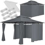 tectake&reg; Gartenpavillon, 4 x 3 m, Doppeldachsystem, inklusive Spannseilen und