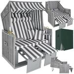 tectake&reg; Strandkorb, gepolstert mit ausziehbaren Fu&szlig;b&auml;nkchen, klappbare