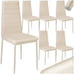 tectake&reg; Set Esszimmerstuhl, gepolstert mit Kunstlederbezug, schlanke Stahlbeine, 45