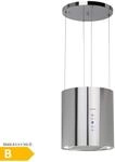 Barett Inselabzugshaube &Oslash;35cm Umluft 558 m&sup3;/h LED Aktivkohlefilter Edelstahl