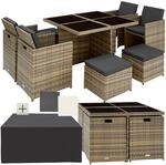tectake&reg; Aluminium Rattan Sitzgruppe, wetterfest und UV-best&auml;ndig, f&uuml;r 4 bis 8