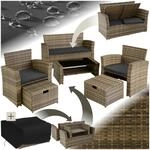 tectake&reg; Rattan Sitzgruppe, f&uuml;r 4 bis 6 Personen, UV-best&auml;ndig, inklusive Staufach