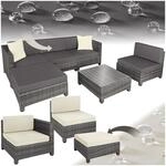 tectake&reg; Aluminium Rattan Lounge, wetterfest und UV-best&auml;ndig, Extra Kissen, 2