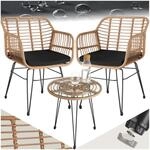 tectake&reg; Rattan Sitzgruppe, f&uuml;r 2 Personen, UV-best&auml;ndig, filigranes Design