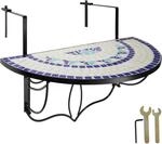 tectake&reg; Balkontisch, Stahl, Mosaik und Zement, massive Platte, 75 x 65 x 62 cm
