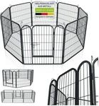 Juskys Welpenauslauf Plus 160x160x80 cm, 8-teilig aus Metall mit T&uuml;r f&uuml;r Hunde,