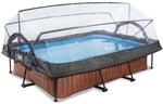 EXIT Wood Pool 300x200x65cm mit Abdeckung und Filterpumpe - braun