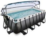 EXIT Stone Aufstellpool 400x200x122cm mit Sandfilterpumpe und Abdeckung und
