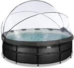 EXIT Black Leather Optic Pool &oslash;427x122cm mit Abdeckung und Sandfilterpumpe - schwarz
