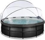 EXIT Black Leather Optic Pool &oslash;450x122cm mit Abdeckung und Sandfilterpumpe - schwarz