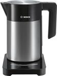 Bosch TWK7203 Wasserkocher 2200W 1,7 Liter Edelstahl/schwarz 7 Temperaturstufen