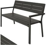 tectake&reg; Aluminium Gartenbank, 2-Sitzer, Holzoptik, 128 x 59 x 88 cm