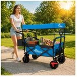 SAMAX Faltbarer Bollerwagen Offroad mit Dach - Blau