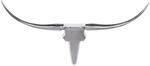 FineBuy Deko Geweih Bull M Aluminium Design H&ouml;rner 100cm Wanddekoration Silber