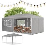Juskys Partyzelt Gartenzelt 3 x 6 m mit Stahlger&uuml;st und Seitenw&auml;nden in dunkelgrau