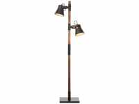 BRILLIANT Lampe Plow Standleuchte 2flg schwarz stahl/holz 2x A60, E27, 10W,