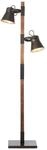 BRILLIANT Lampe Plow Standleuchte 2flg schwarz stahl/holz 2x A60, E27, 10W,