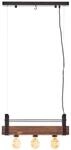 BRILLIANT Lampe, Bankwood Pendelleuchte 3flg schwarz stahl/holz, 3x A60, E27, 28W,