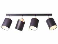 BRILLIANT Lampe, Vonnie Spotbalken 4flg schwarz/holzfarbend, Metall/Holz/Textil, 4x