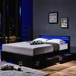 HOME DELUXE LED Bett mit Schubladen NUBE - 180 x 200 cm Schwarz