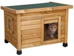 Kerbl Katzenhaus Rustica Katzenh&uuml;tte aus Holz Schwingt&uuml;re mit Lamellen