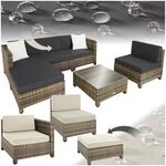 tectake&reg; Aluminium Rattan Lounge, wetterfest und UV-best&auml;ndig, Extra Kissen, 2