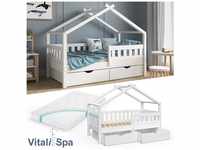 VitaliSpa Design Kinderbett 160x80 Babybett Jugendbett 2 Schubladen Lattenrost