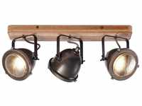 BRILLIANT Lampe Carmen Wood Spotbalken 3flg burned steel/holz 3x PAR51, GU10, 5W,