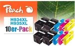Peach HP 934 XL 10 Druckerpatronen XL (2*bk, bk, c/m/y) ersetzt HP No. 934XL,...