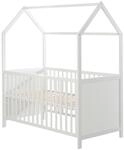 Hausbett 70 x 140 cm, FSC zertifiziert, Kombi-Kinderbett, wei&szlig;, 3-fach verstellbar,