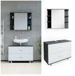 VICCO Badm&ouml;bel Set ILIAS Wei&szlig; Anthrazit Bad Spiegel Unterschrank Badschrank