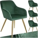 tectake&reg; Esszimmerstuhl, gepolstert, in Samtoptik, goldene Stahlbeine, 58 x 62 x 82