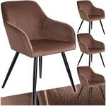 tectake&reg; Esszimmerstuhl, gepolstert, in Samtoptik, schwarze Stahlbeine, 58 x 62 x 82