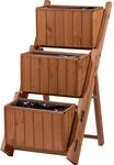 Dobar 29251e Ausklappbare Pflanztreppe mit 3 Pflanzk&auml;sten, braun, Kiefer