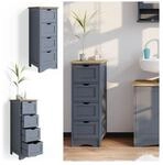 Vicco Badschrank Bianco Grau Badregal schmal 4 Schubladen 81x30x30cm Badm&ouml;bel grau